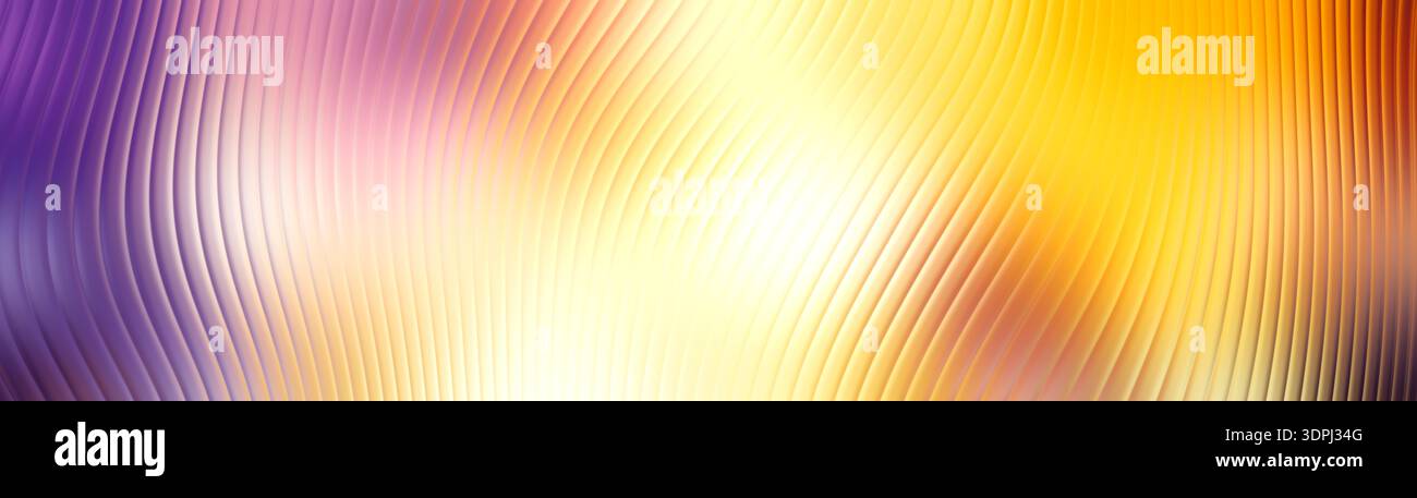 Fond dégradé ondulé coloré abstrait avec des lignes courbes lisses, des rayures fluides jaune violet et orange vives, un motif dynamique de vague moderne, gl Banque D'Images