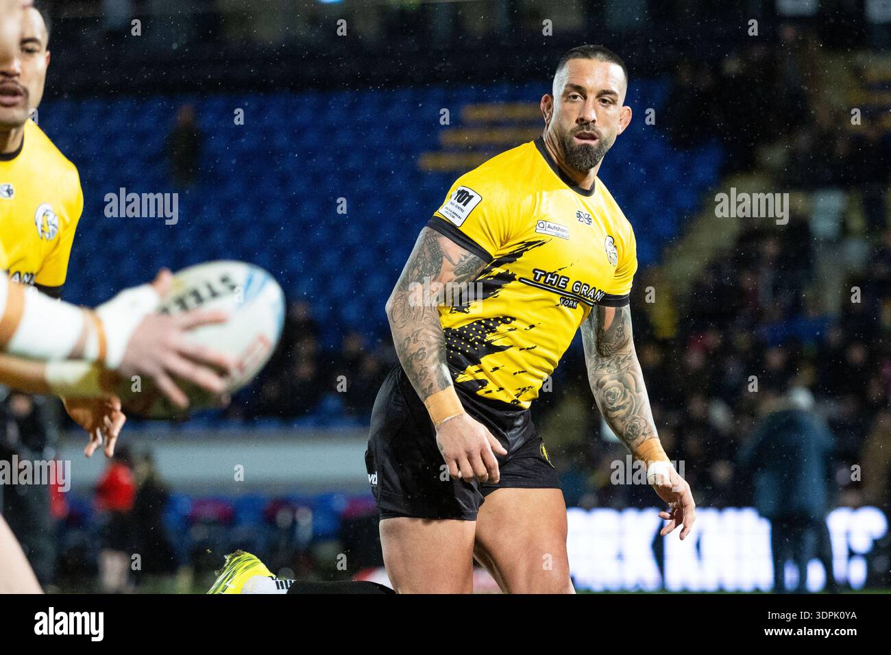 12-02-2026, York Community Stadium , York York York Knights vs Hull KR Paul Vaughan de York Knights Warming Up Banque D'Images
