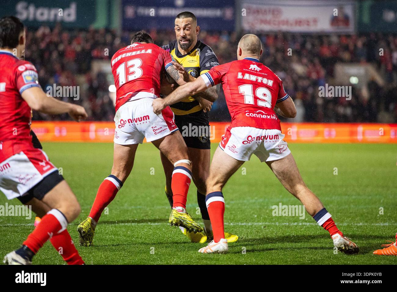 12-02-2026, York Community Stadium , York York York Knights vs Hull KR Paul Vaughan des York Knights en action pendant le match Banque D'Images