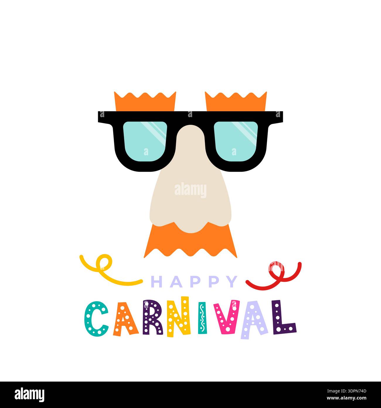 Bonne bannière de carnaval. Symbole coloré. Célébration des fêtes. Illustration vectorielle, conception plate Illustration de Vecteur