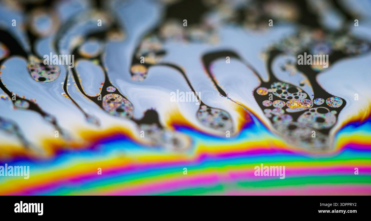 Texture essence savon défocalisé peinture arc-en-ciel blob Banque D'Images