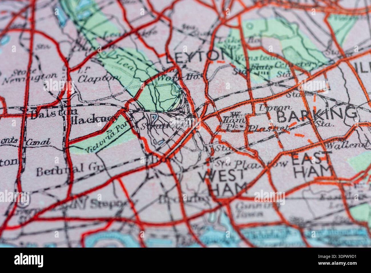 Carte du Royaume-Uni du début des années 1970. Région non développée de Stratford avec réseau ferroviaire Banque D'Images