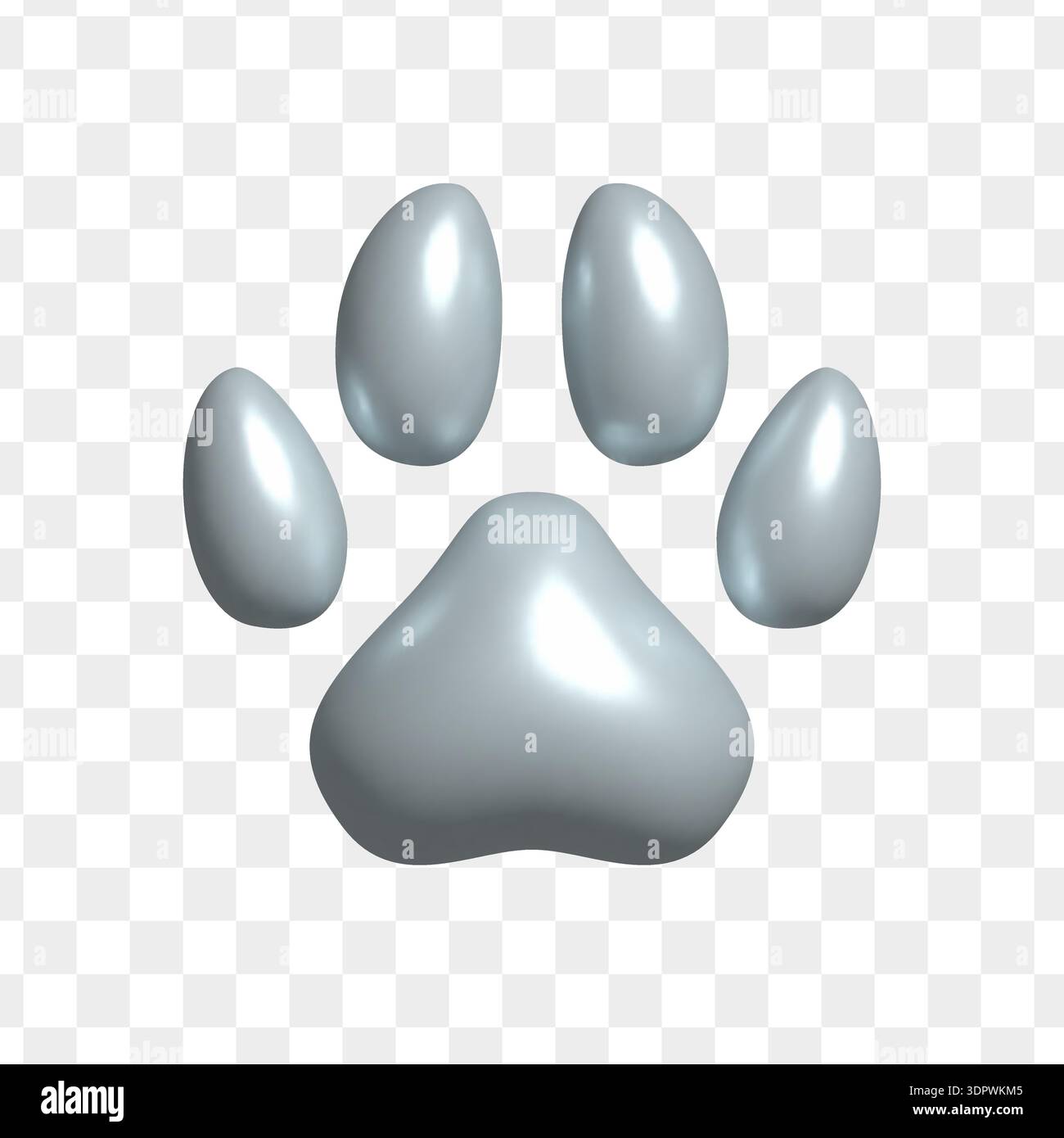Empreinte 3D métallique pour animaux de compagnie. Icône d'impression de patte isolée sur fond transparent Illustration de Vecteur