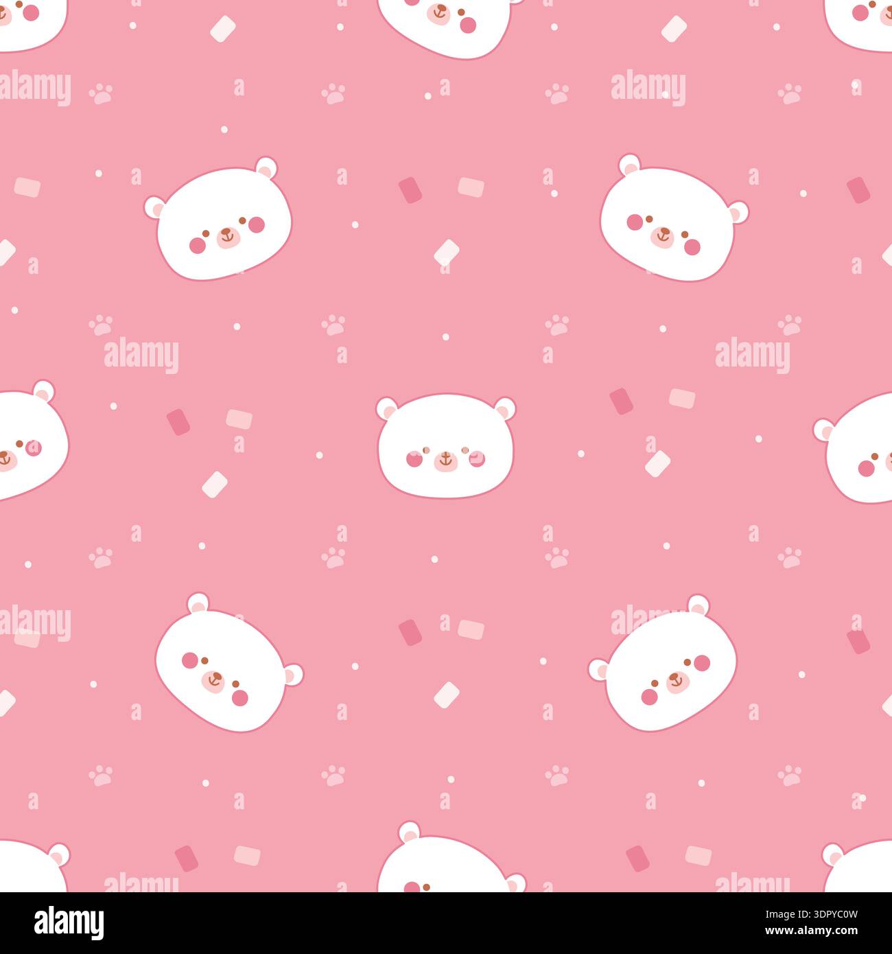 Motif sans couture d'ours kawaii drôle. Bears faces décoratives Imprimé de dessin animé rose pour tissu textile, emballage, papier peint. Girly imprimable de nos jours Illustration de Vecteur