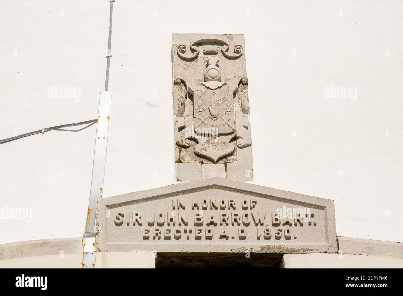 Gros plan du monument Sir John Barrow sur Hoad Hill, Ulverston, Cumbria, Angleterre Banque D'Images