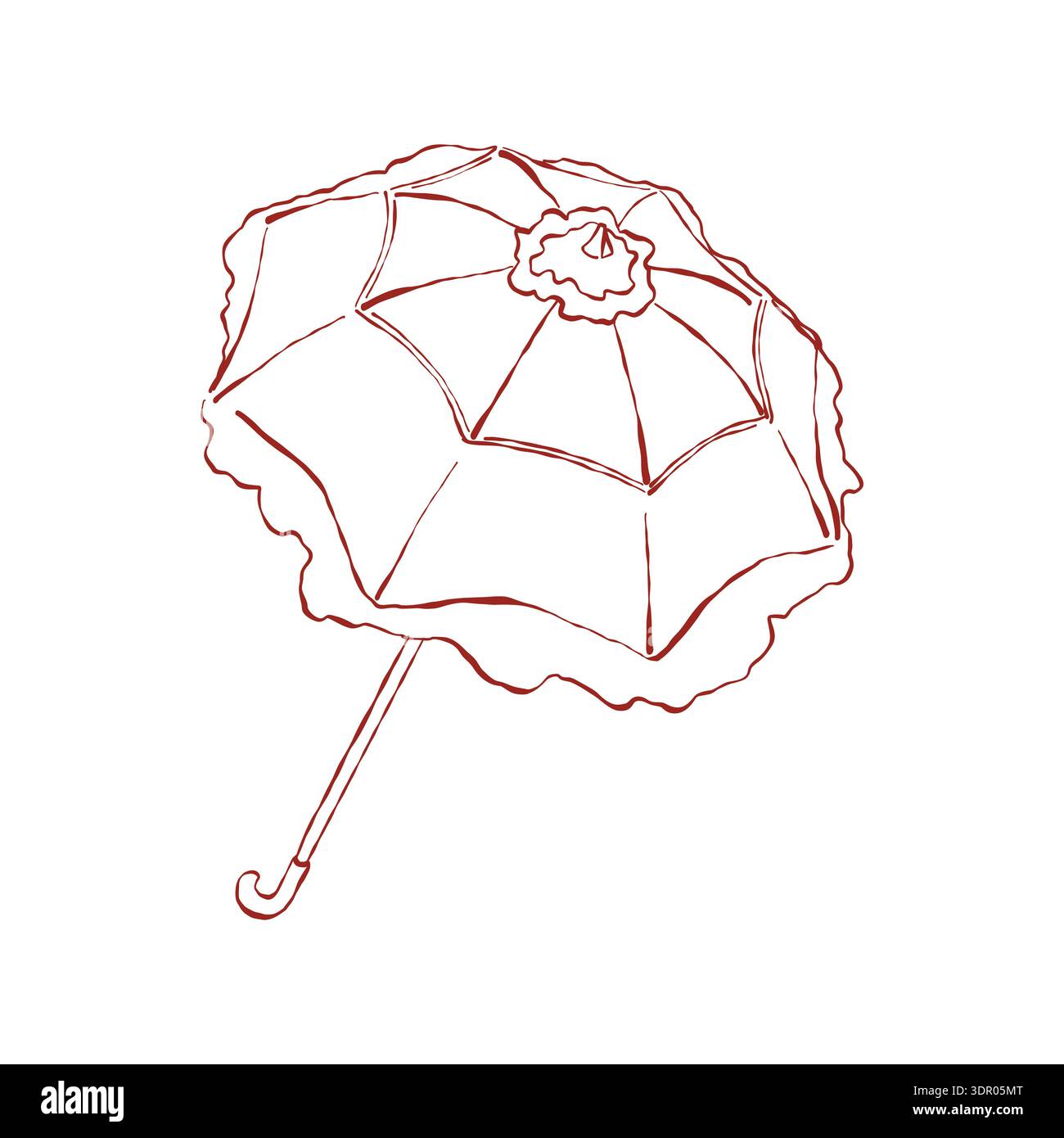 Parapluie en dentelle victorienne. Parasol vintage antique pour dames. Illustration vectorielle en rouge. Élément de costume dans les styles rococo et baroque. Illustration de Vecteur