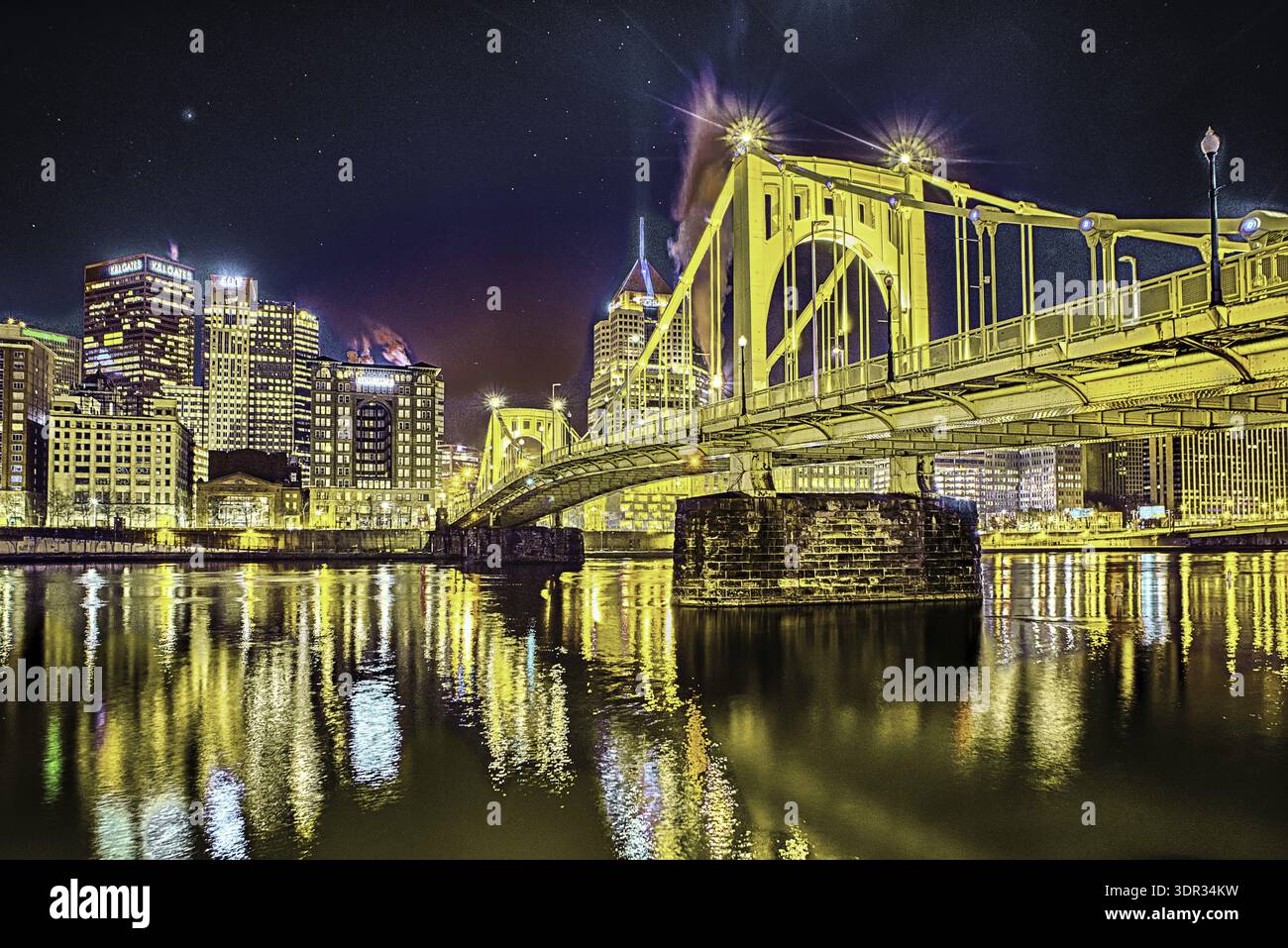 Pont Roberto clemente et pittsburgh centre-ville Banque D'Images