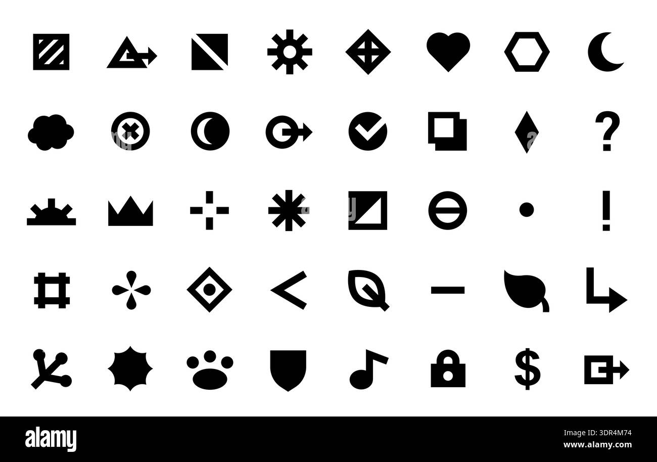Puces. Icônes point journal et navigation dans les menus. Formes simples pour les éléments de liste de tâches, badge d'état d'action. Carré, cercle et balle, diamant Illustration de Vecteur