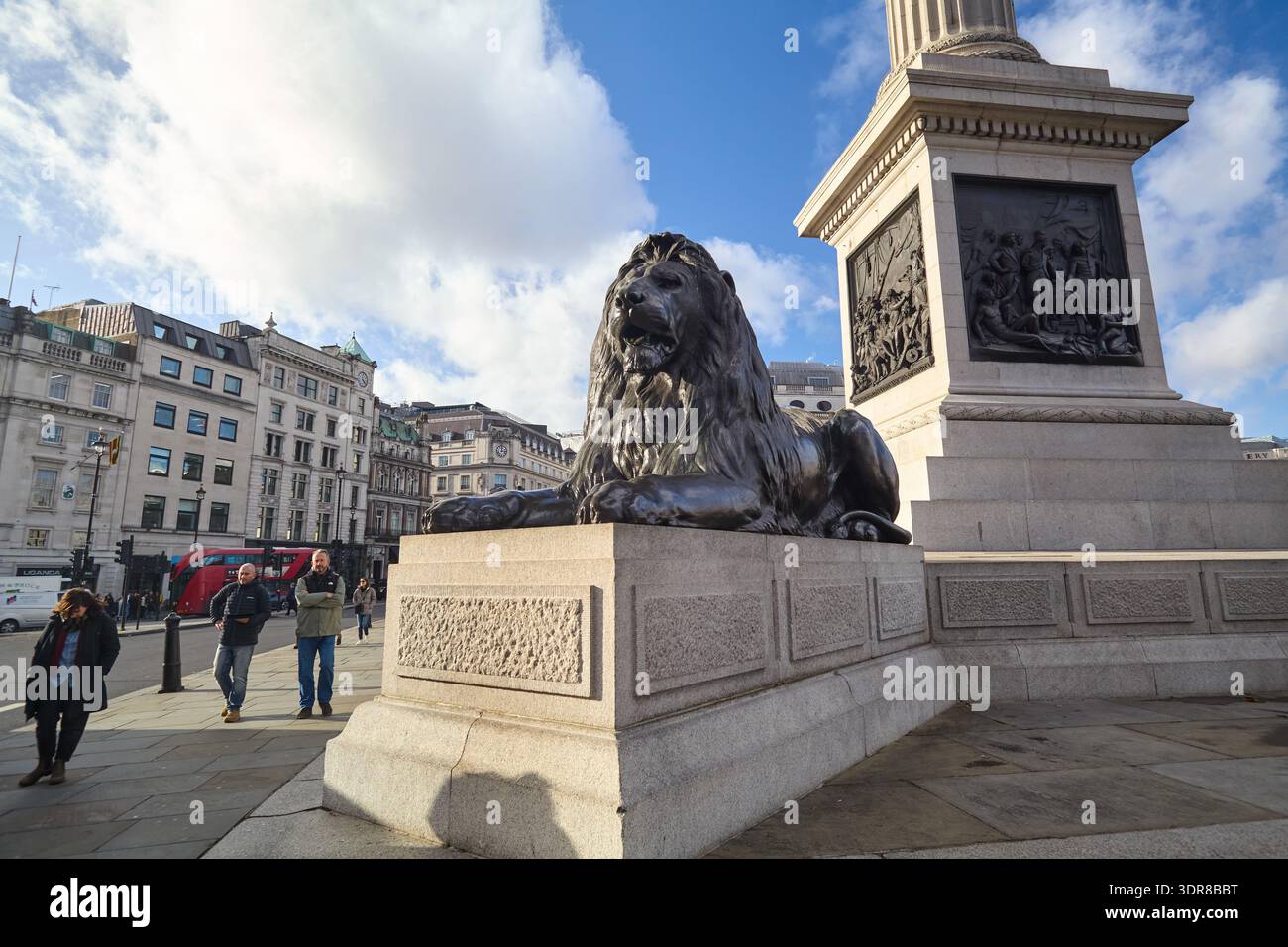 Sculptures de lion - Trafalgar Square Banque D'Images