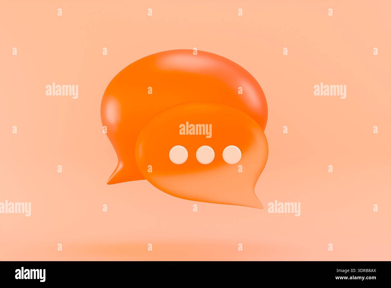 Bulle de parole orange avec points de suspension sur fond orange doux Banque D'Images