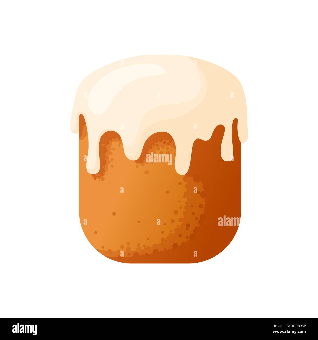 Un kulich avec glaçage blanc et une texture brun doré. Style vectoriel plat. La pâtisserie de Pâques festive convient aux cartes, emballages, branding, affiches, moi Illustration de Vecteur