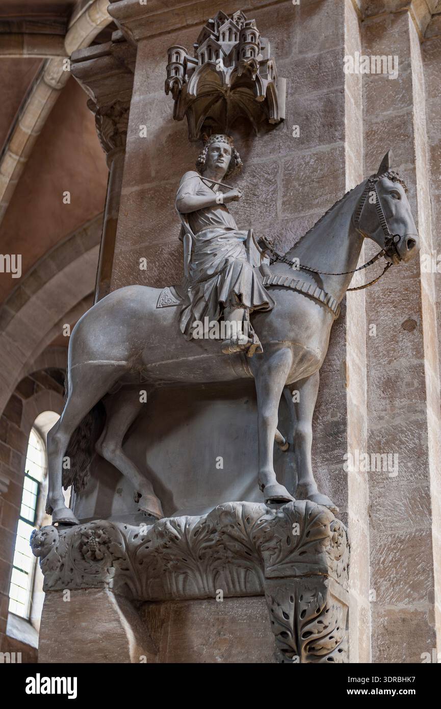 Bamberg Rider, un point de repère de la cathédrale de Bamberg, haute-Franconie, vu d'en bas ou d'un angle Banque D'Images