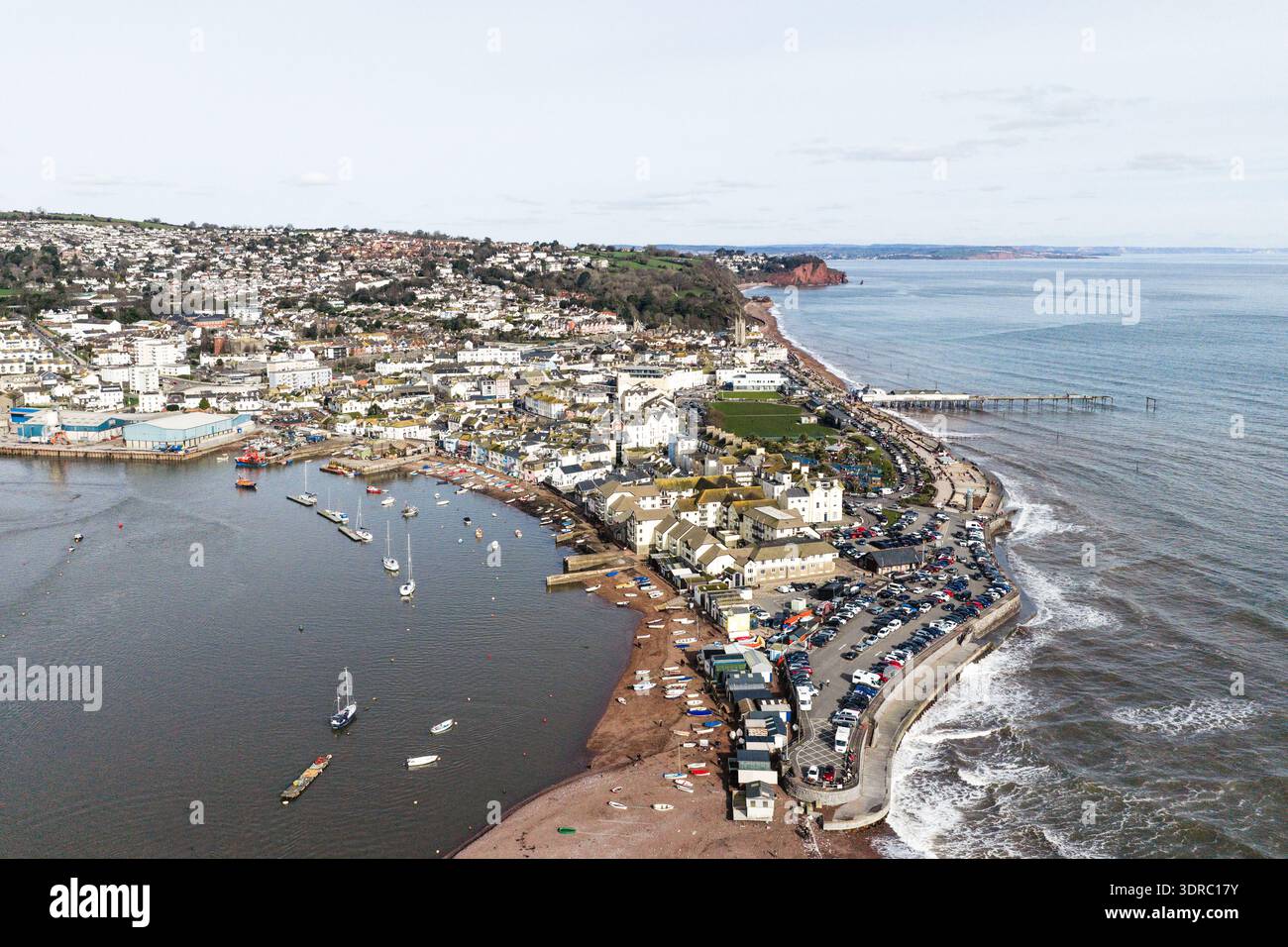 Image drone de Shaldon et Teignmouth sur la rivière Teign dans le Devon. Banque D'Images