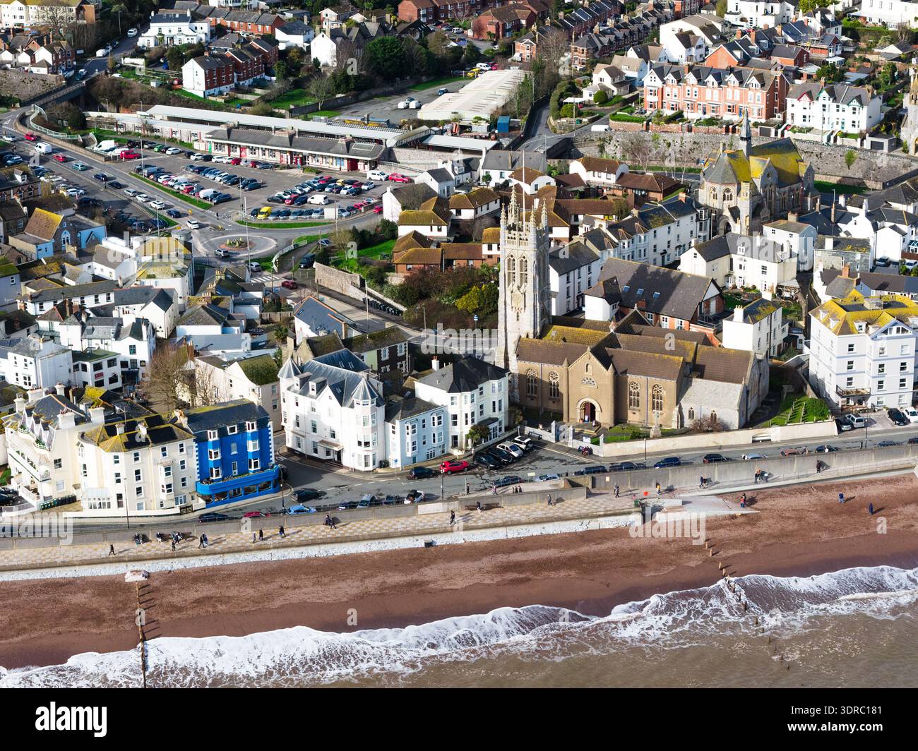 Image drone de Shaldon et Teignmouth sur la rivière Teign dans le Devon. Banque D'Images