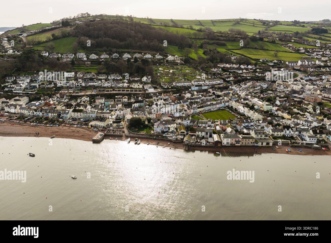 Image drone de Shaldon et Teignmouth sur la rivière Teign dans le Devon. Banque D'Images