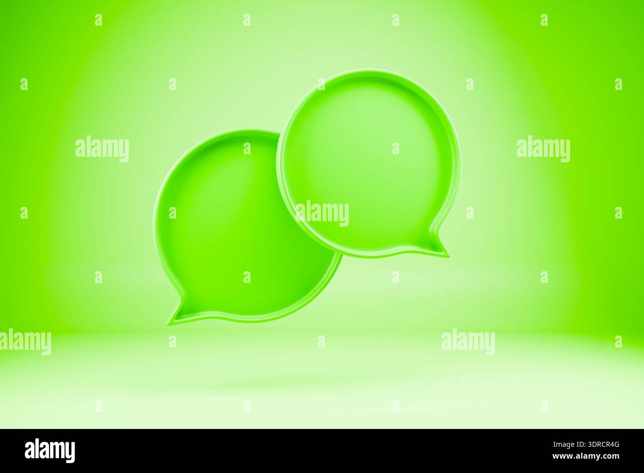 Bulles de parole 3d vertes pour le concept de communication écologique Banque D'Images
