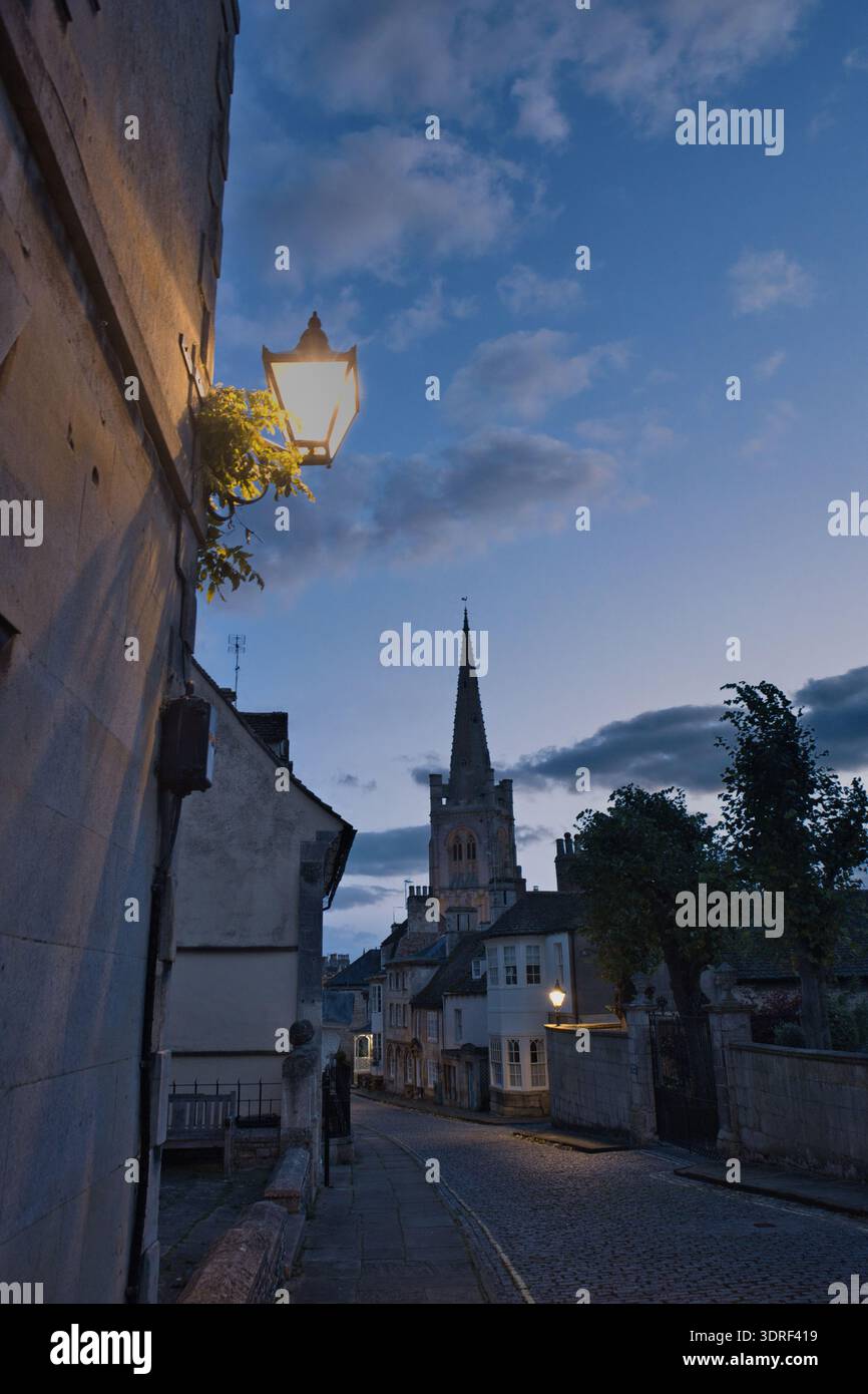 Lampadaires vintage sur Barn Hill, Stamford, Lincolnshire, Royaume-Uni Banque D'Images