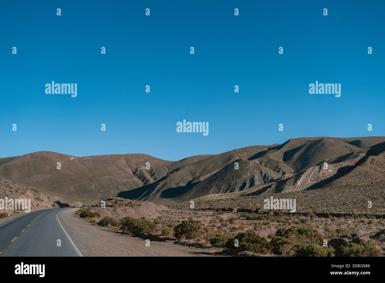 Une route avec un ciel bleu clair au-dessus. La route est vide et il n'y a pas de voitures sur elle Banque D'Images