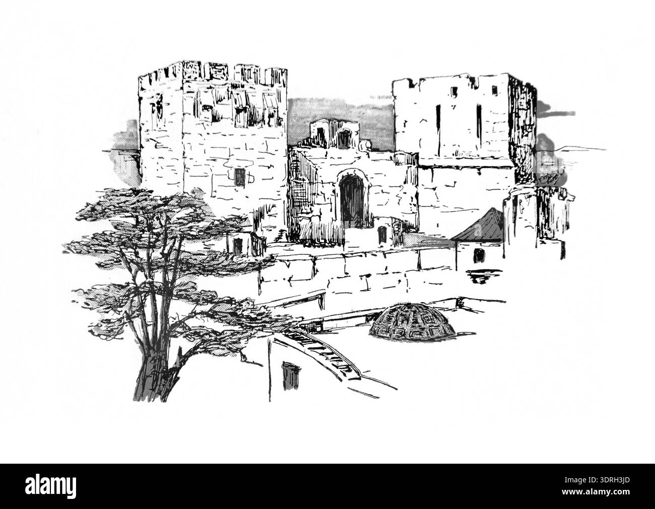 Illustration de la Tour de David à Jérusalem Israël d'Antique Livre pour enfants L'histoire de David Banque D'Images