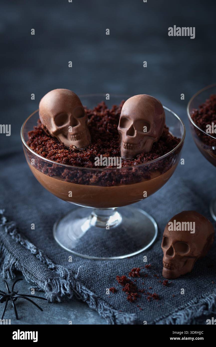Dessert mousse de saleté au chocolat Banque D'Images