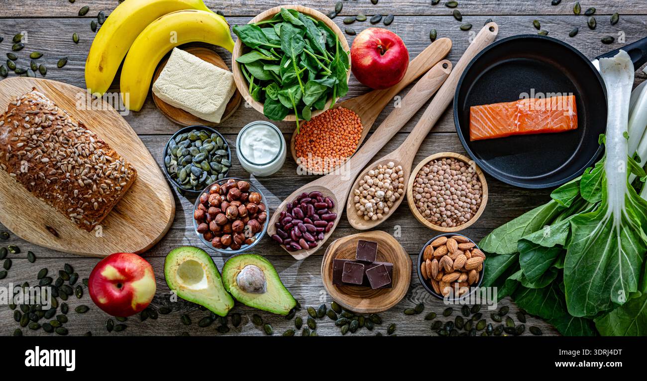 Produits alimentaires riches en magnésium Banque D'Images
