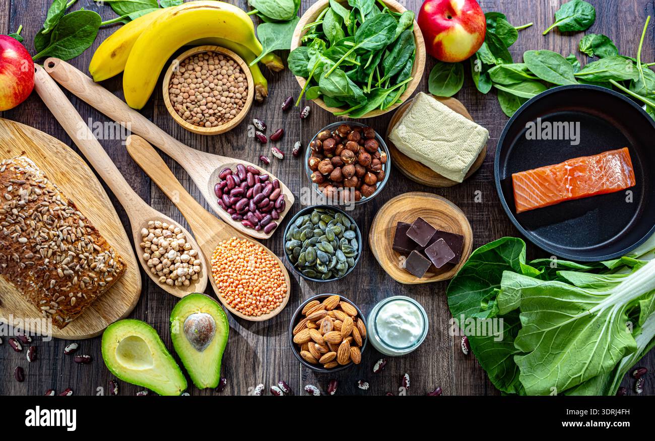 Produits alimentaires riches en magnésium Banque D'Images