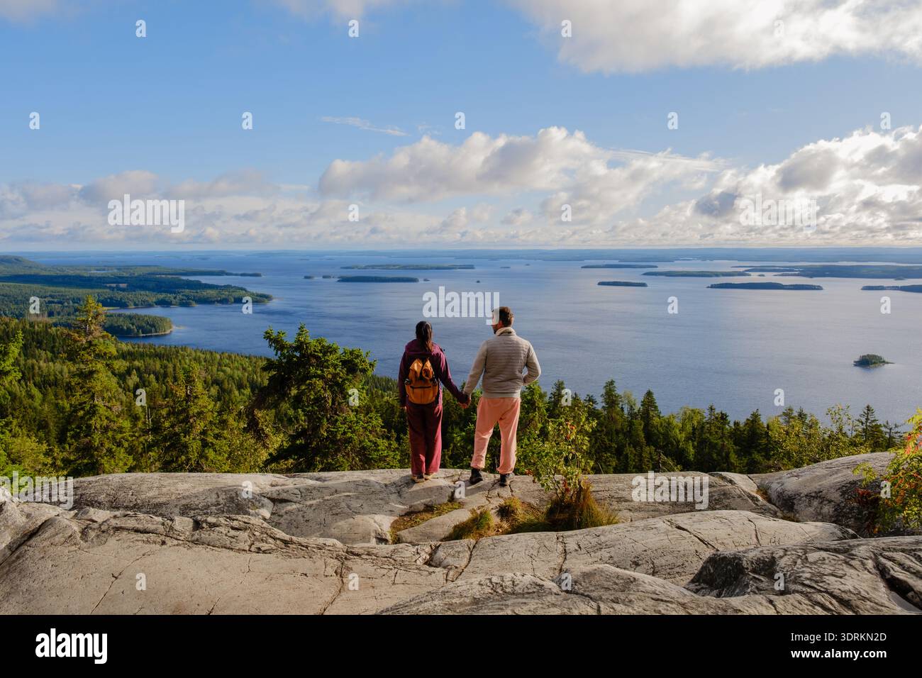 Vue panoramique depuis le parc national de Koli sur le lac Pielinen en Finlande pendant un après-midi ensoleillé Banque D'Images