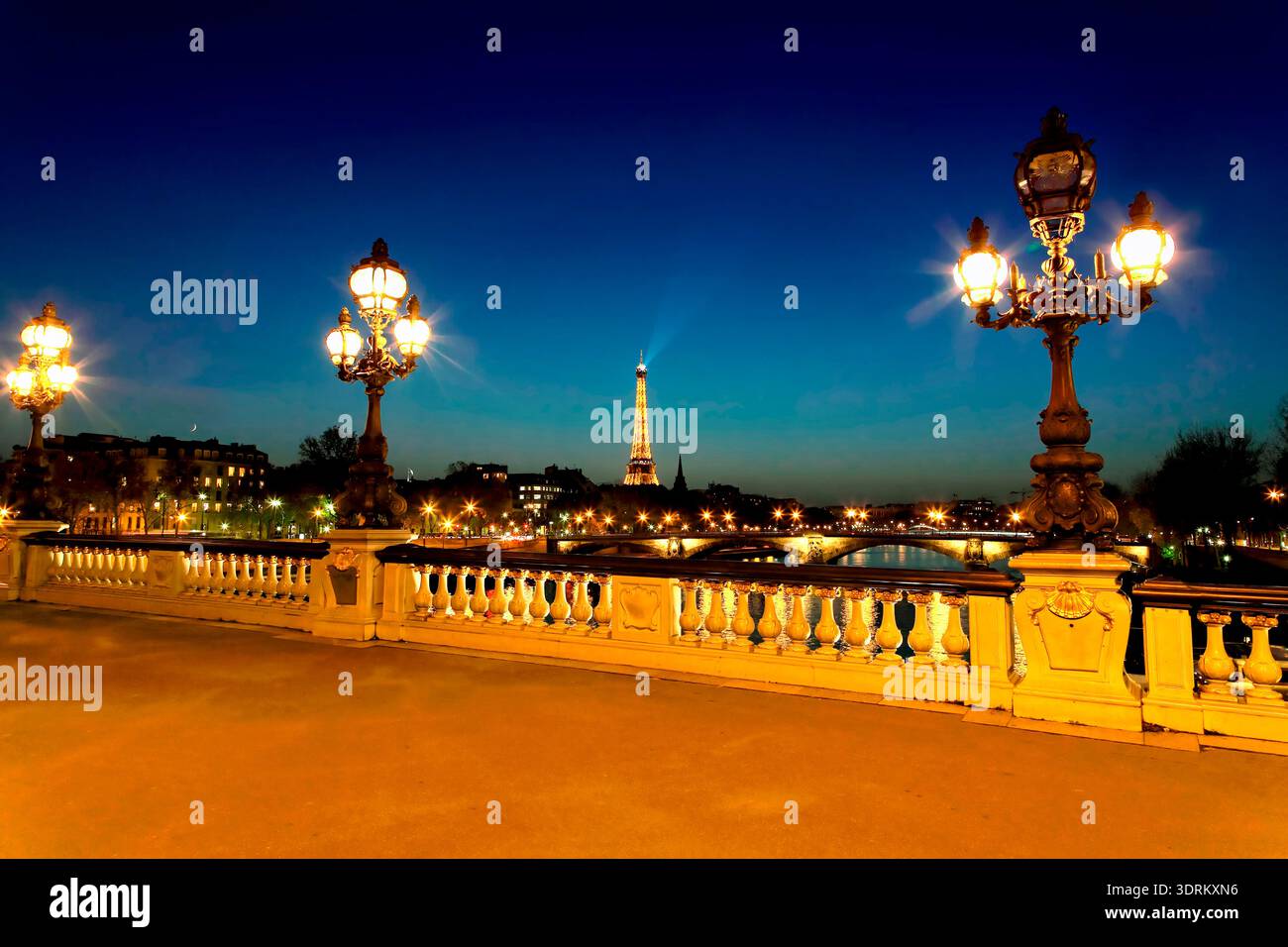 Pont Alexandre la nuit à Paris, France Banque D'Images