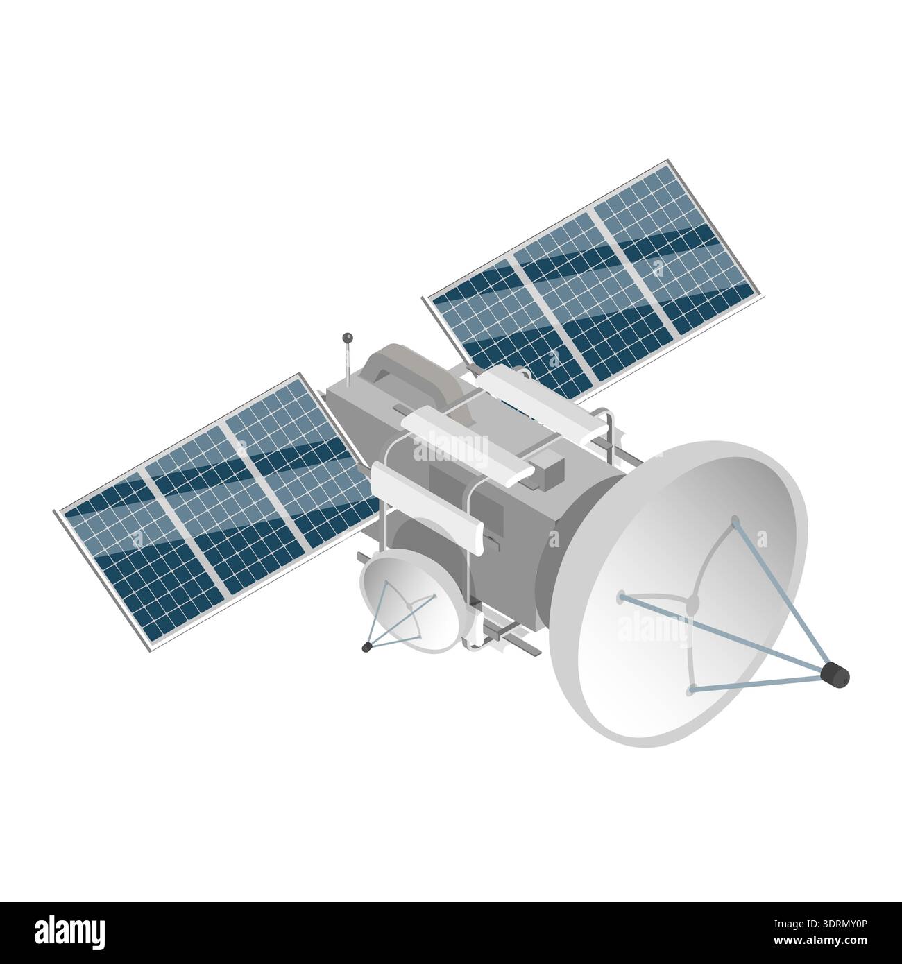 Ensemble de vecteurs plats isométriques 3D de navettes spatiales et de satellites Banque D'Images