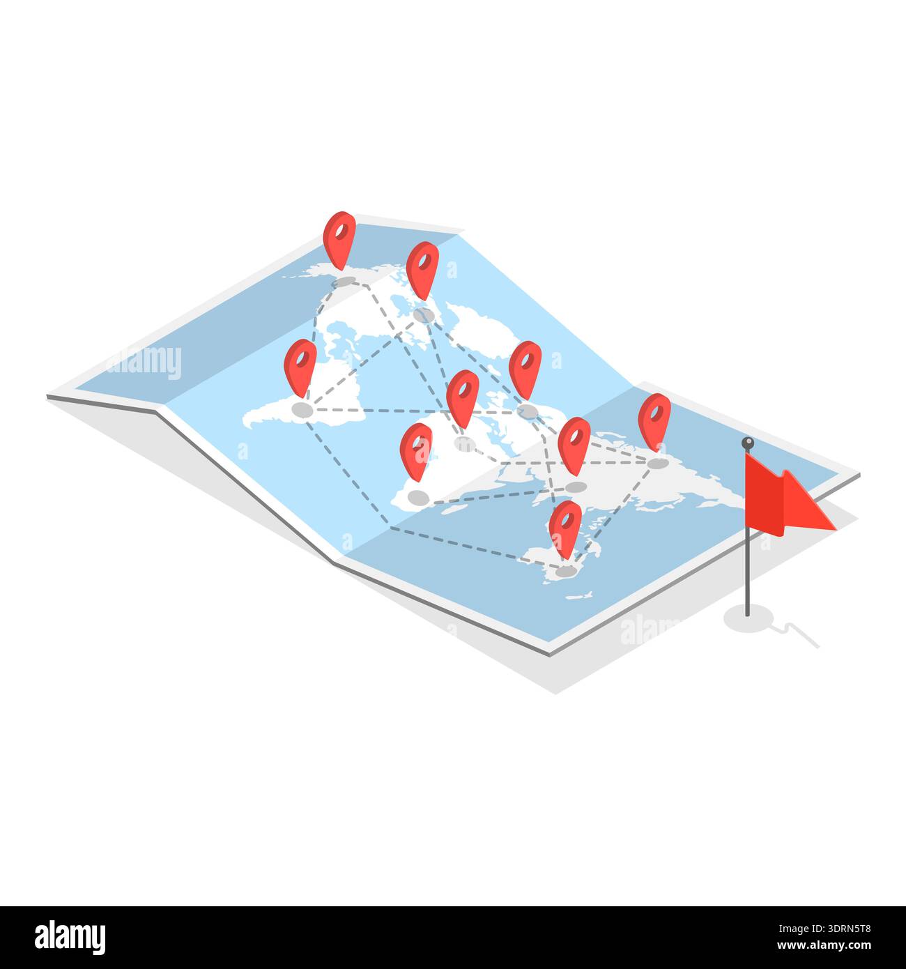Ensemble vectoriel plat isométrique 3D des équipements de camping Banque D'Images