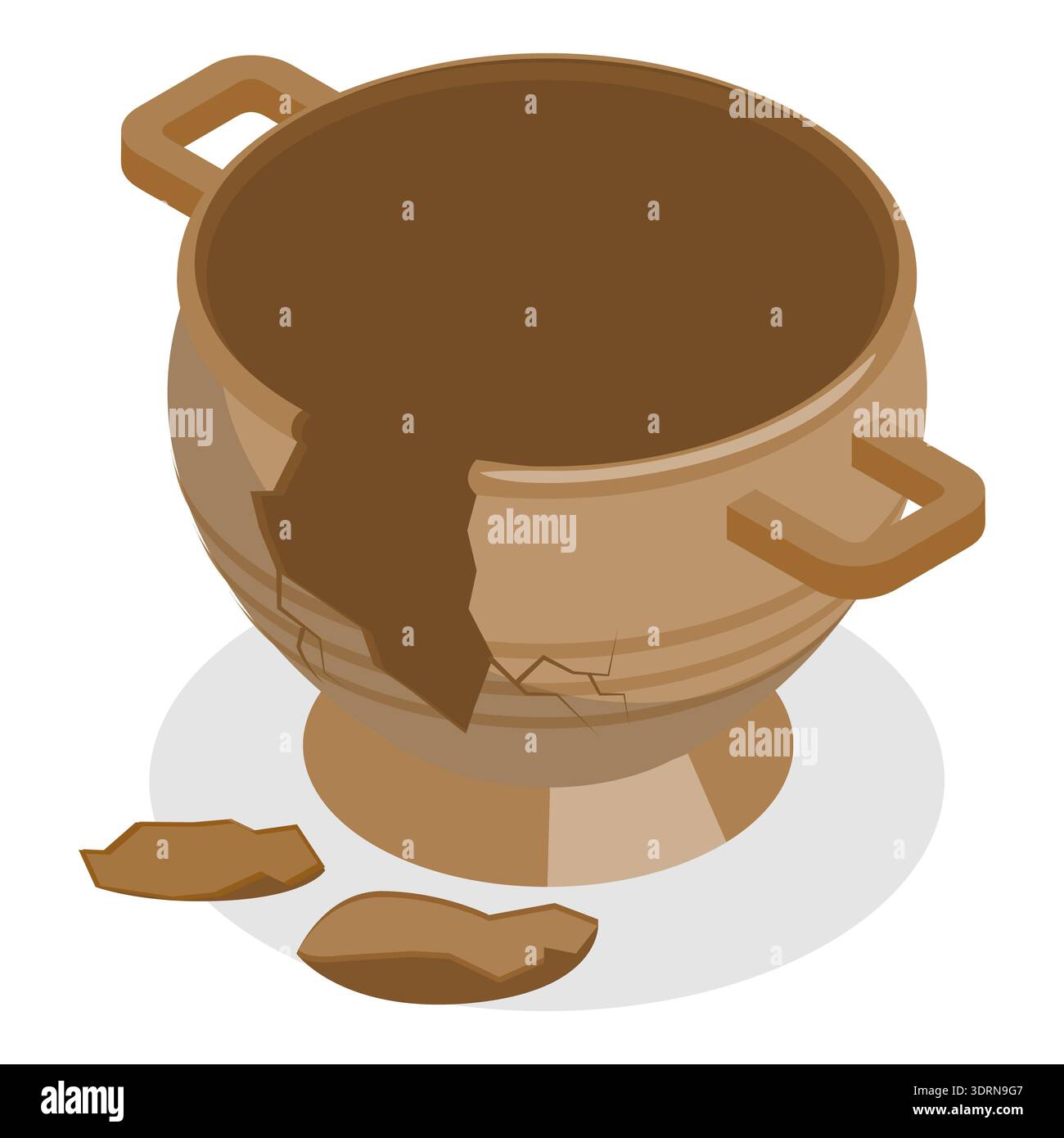 Ensemble plat isométrique 3D de poterie antique, céramique de musée. Point 2 Banque D'Images