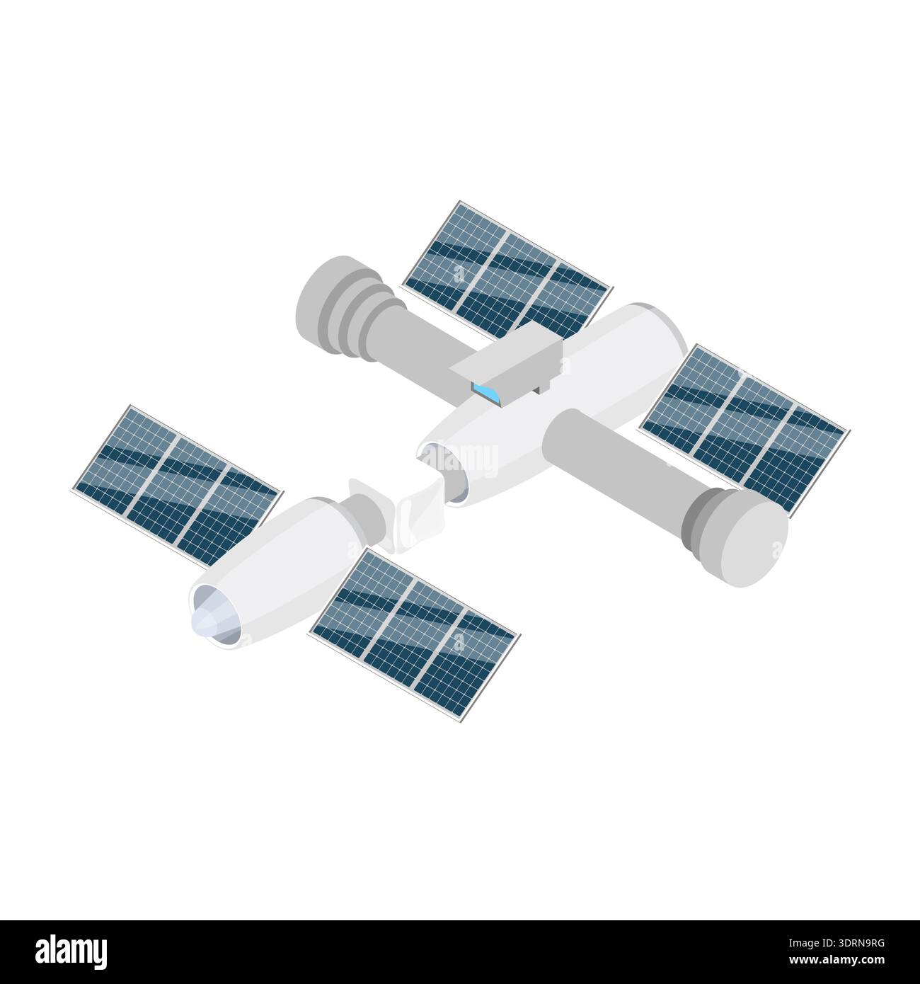 Ensemble de vecteurs plats isométriques 3D de navettes spatiales et de satellites Banque D'Images