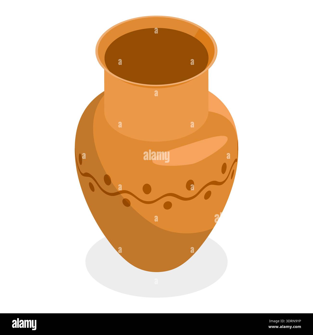 Ensemble plat isométrique 3D d'articles en céramique vintage, poterie argile. Point 4 Banque D'Images