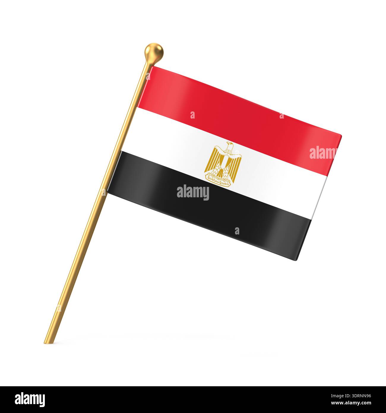 Drapeau national égyptien sur le pôle d'or Banque D'Images