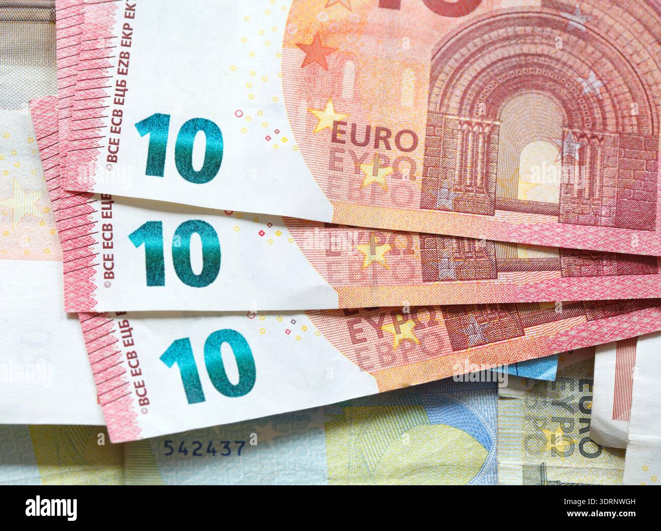 billets de 10 euros, ventilateur Banque D'Images