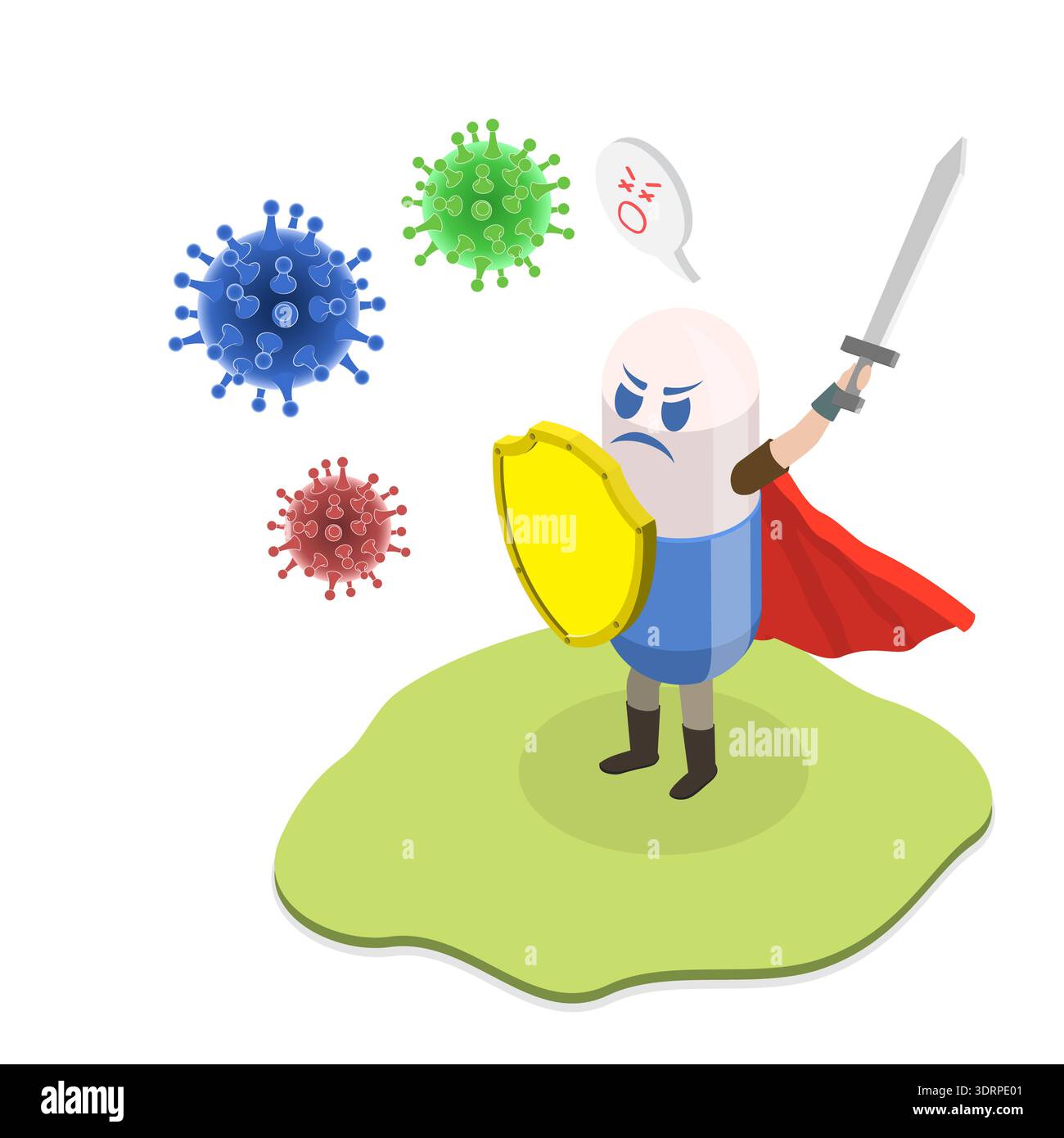 Illustration vectorielle plate isométrique 3D de l'antibiotique Banque D'Images
