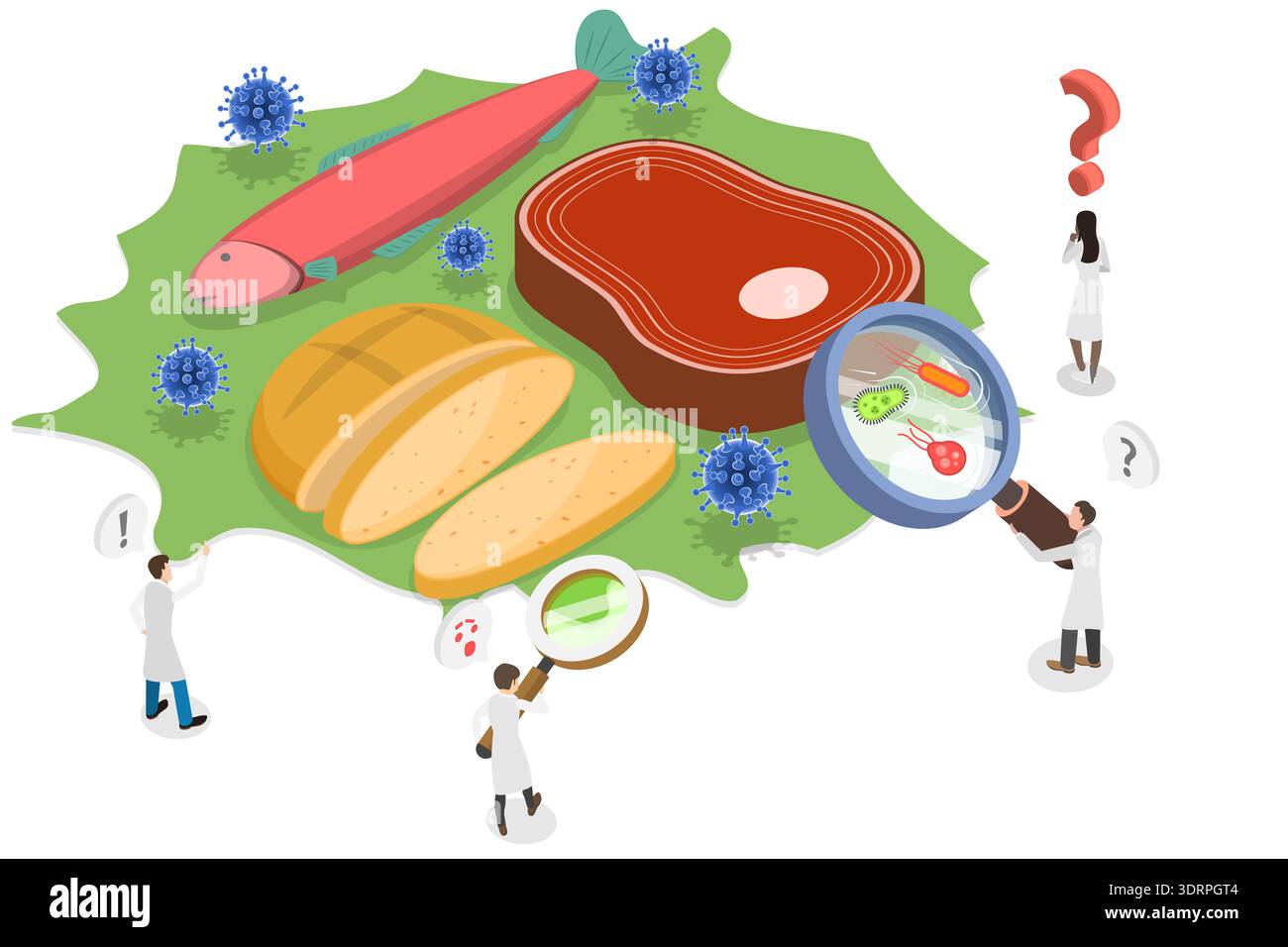 Illustration vectorielle plate isométrique 3D des aliments endommagés Banque D'Images