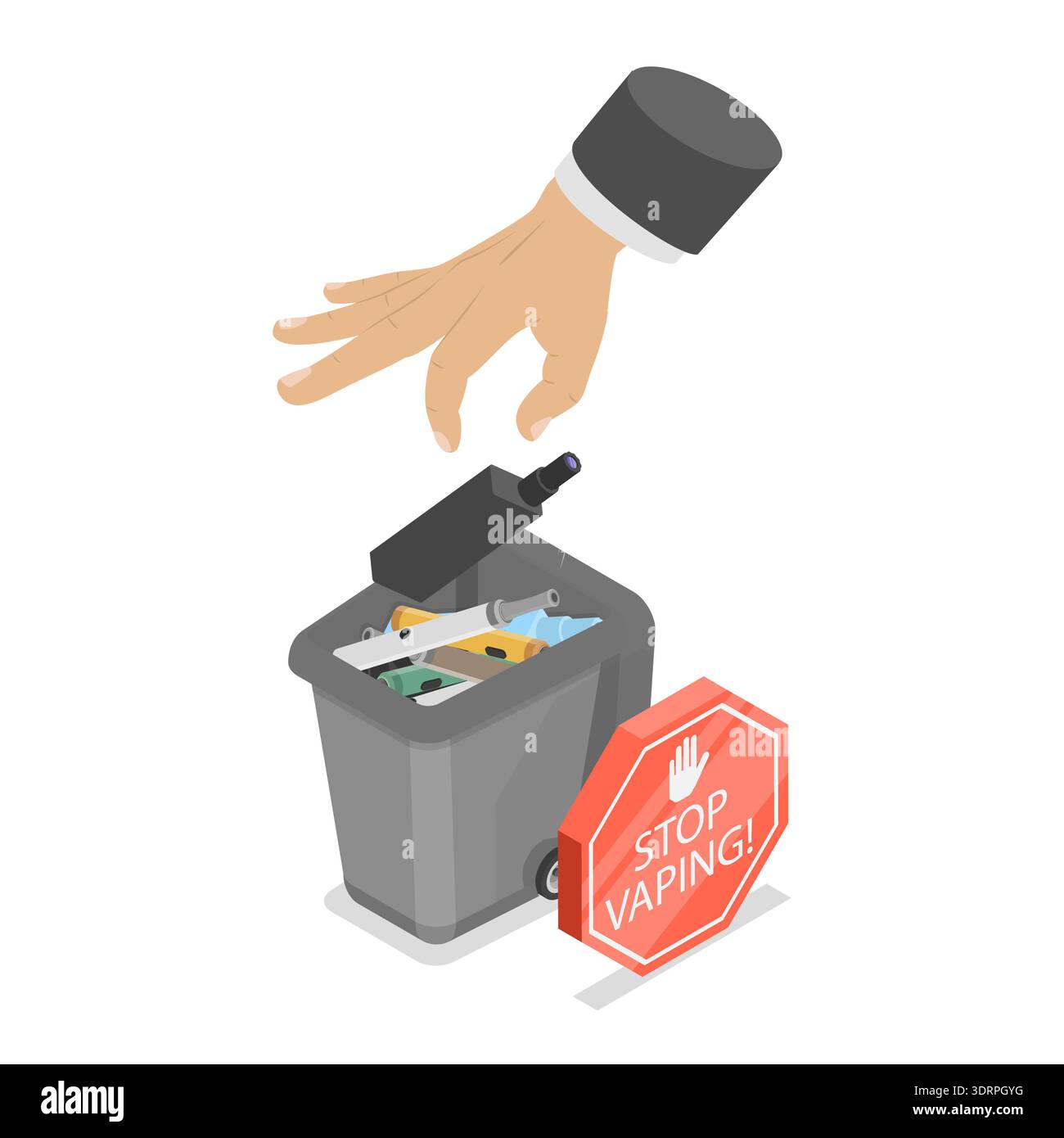 Illustration vectorielle plate isométrique 3D de Stop Vaping Banque D'Images