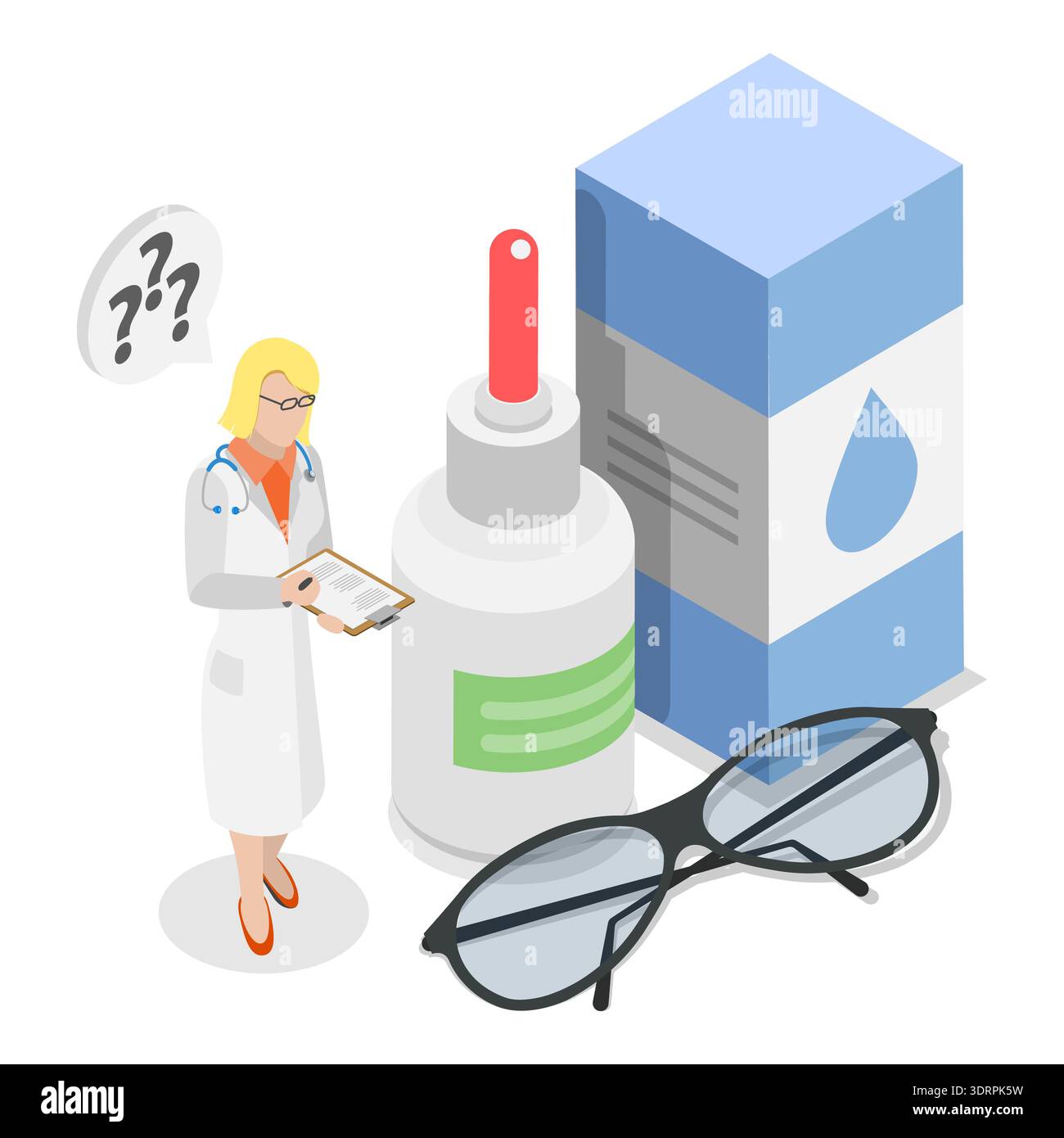 Illustration conceptuelle 3D isométrique plate de l'ophtalmologiste Banque D'Images