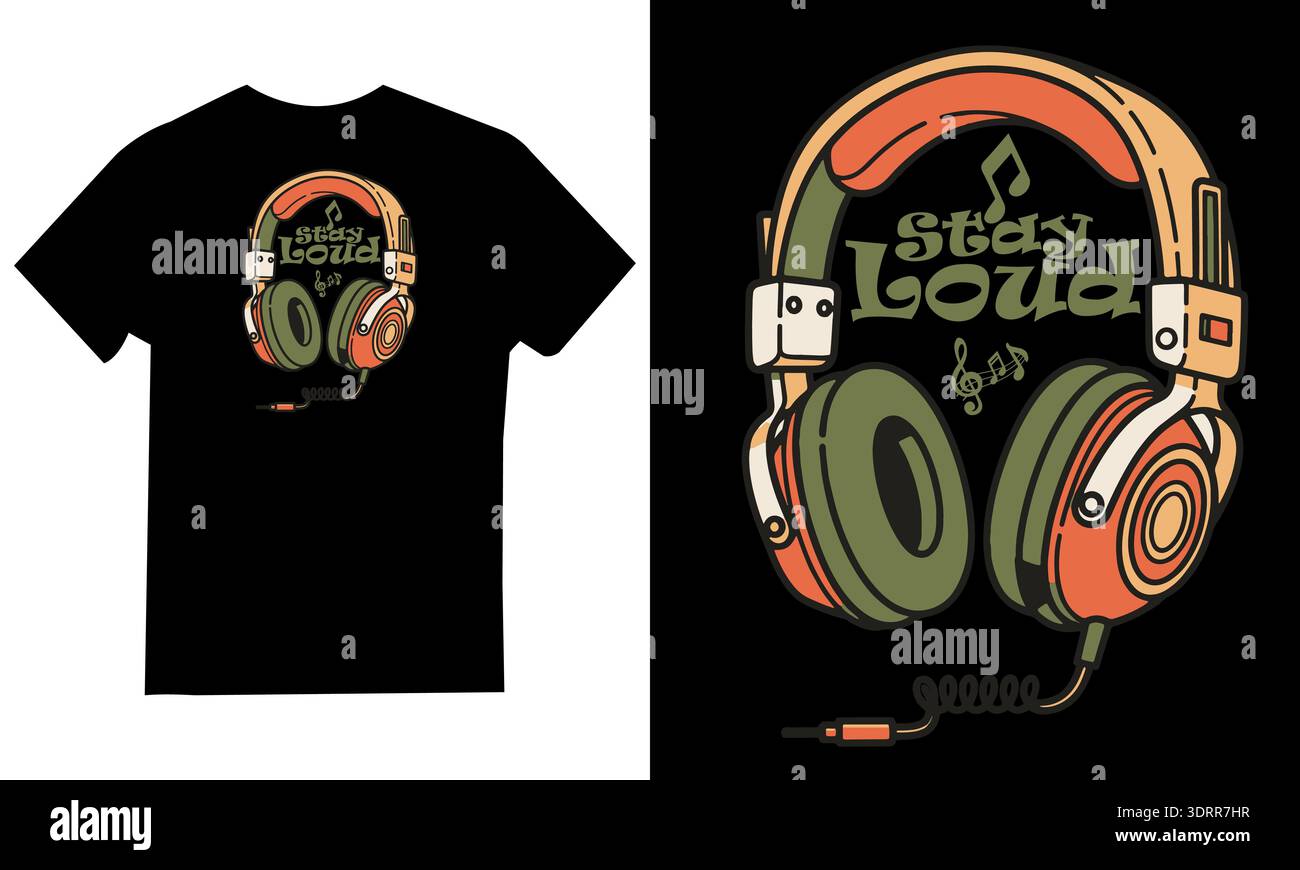 Rétro Music Lover Quote typographie Print Design Illustration de Vecteur