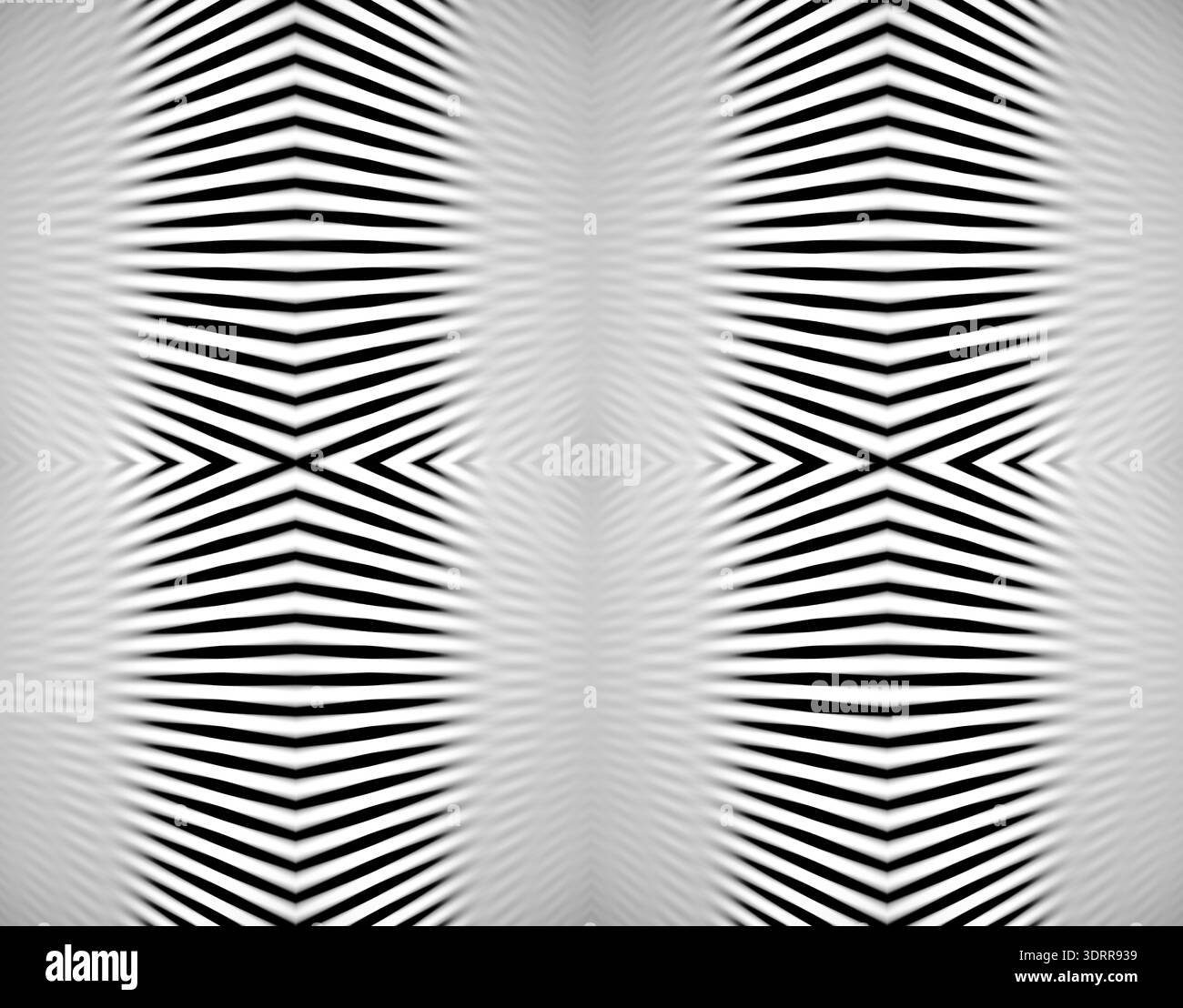 un motif abstrait en noir et blanc de lignes qui crée une illusion optique de profondeur et de mouvement Banque D'Images