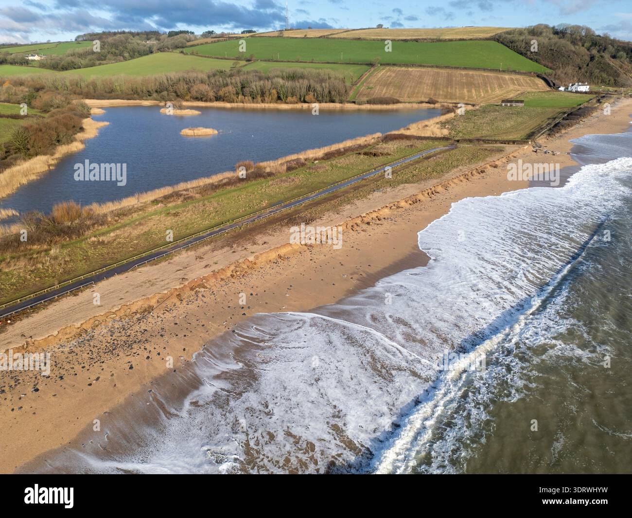 Dégâts subis à Beesands, lors des tempêtes 'Ingrid' et 'Chandra' du début de 2026 Banque D'Images