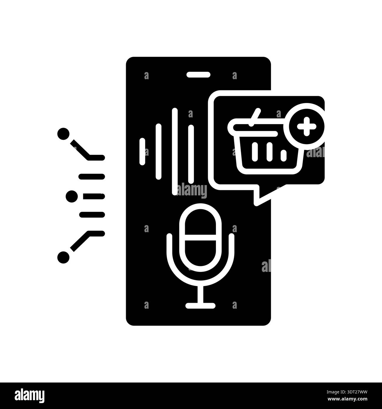 Assistant d'achat vocal icône plate noire pour les projets numériques et d'impression. Icônes nettes minimales pour les applications et les sites Web. Icônes simples modernes pour UI UX et Illustration de Vecteur