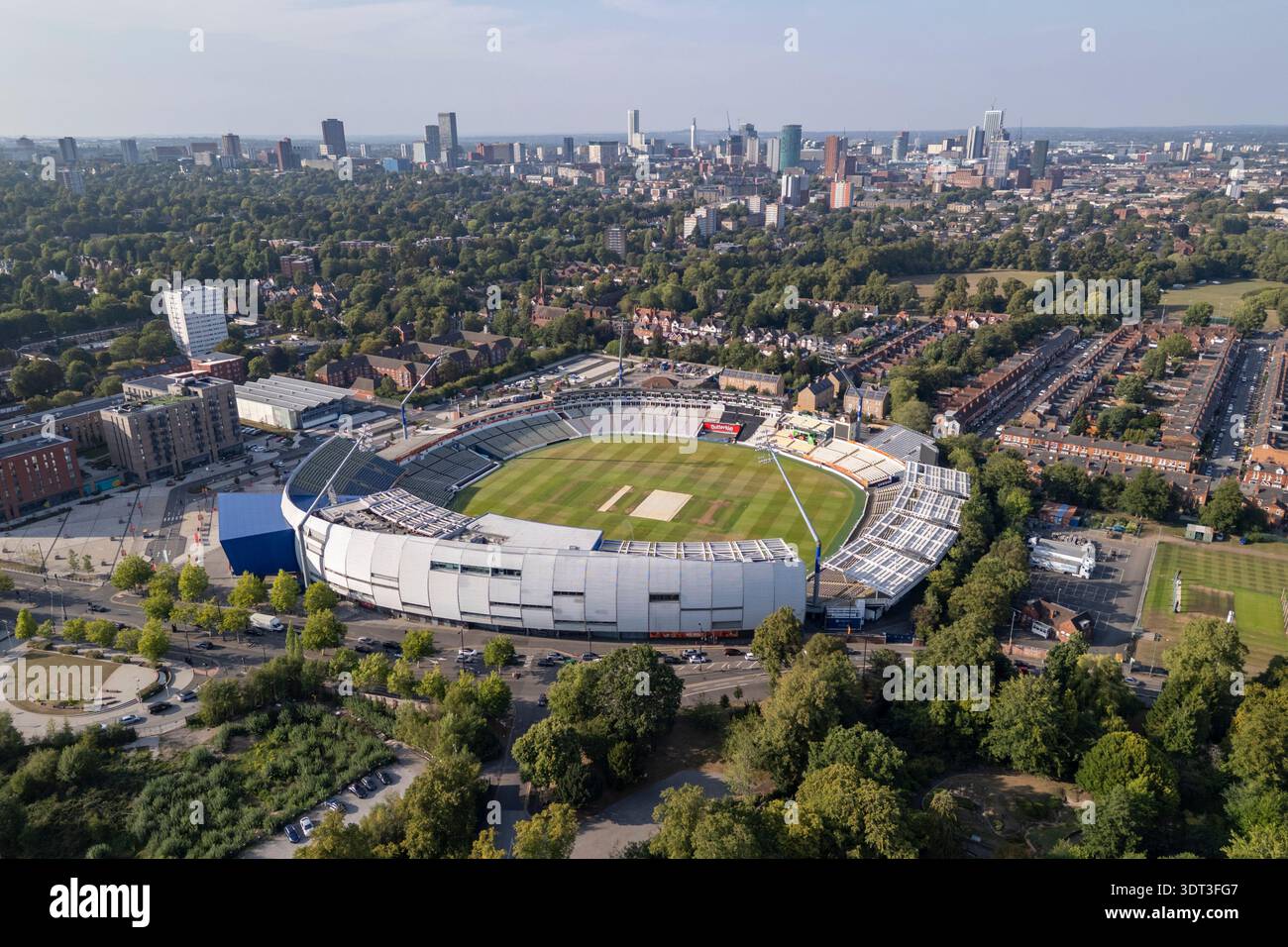 Vue aérienne du terrain de cricket d'Edgbaston, Birmingham, Royaume-Uni. Banque D'Images