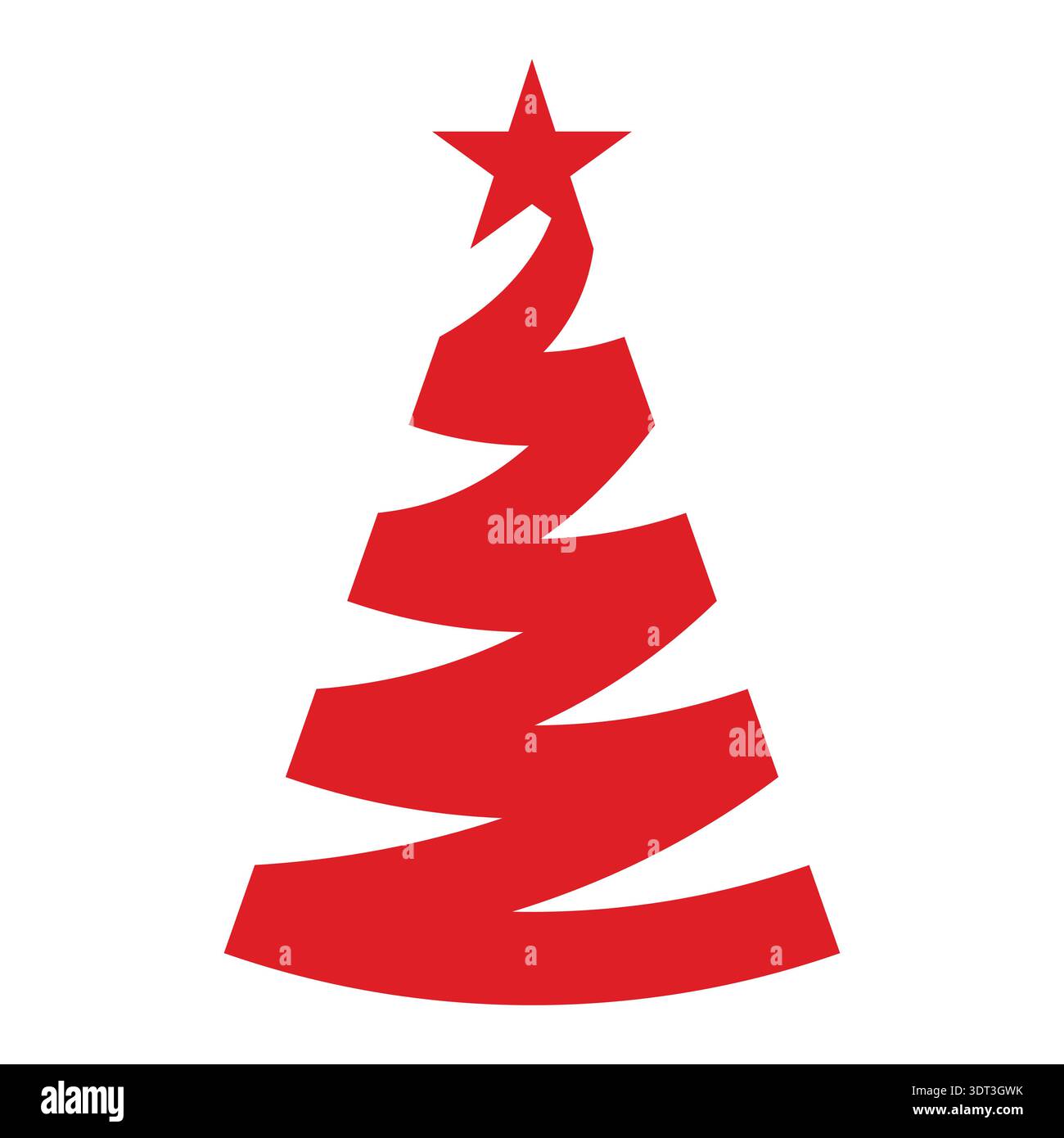 Sapin de Noël décoration ruban spirale rouge illustration d'un ruban décoré et étoile Illustration de Vecteur