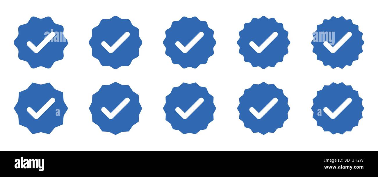 Collection d'illustration stock de badge Vector Blue vérifié Illustration de Vecteur