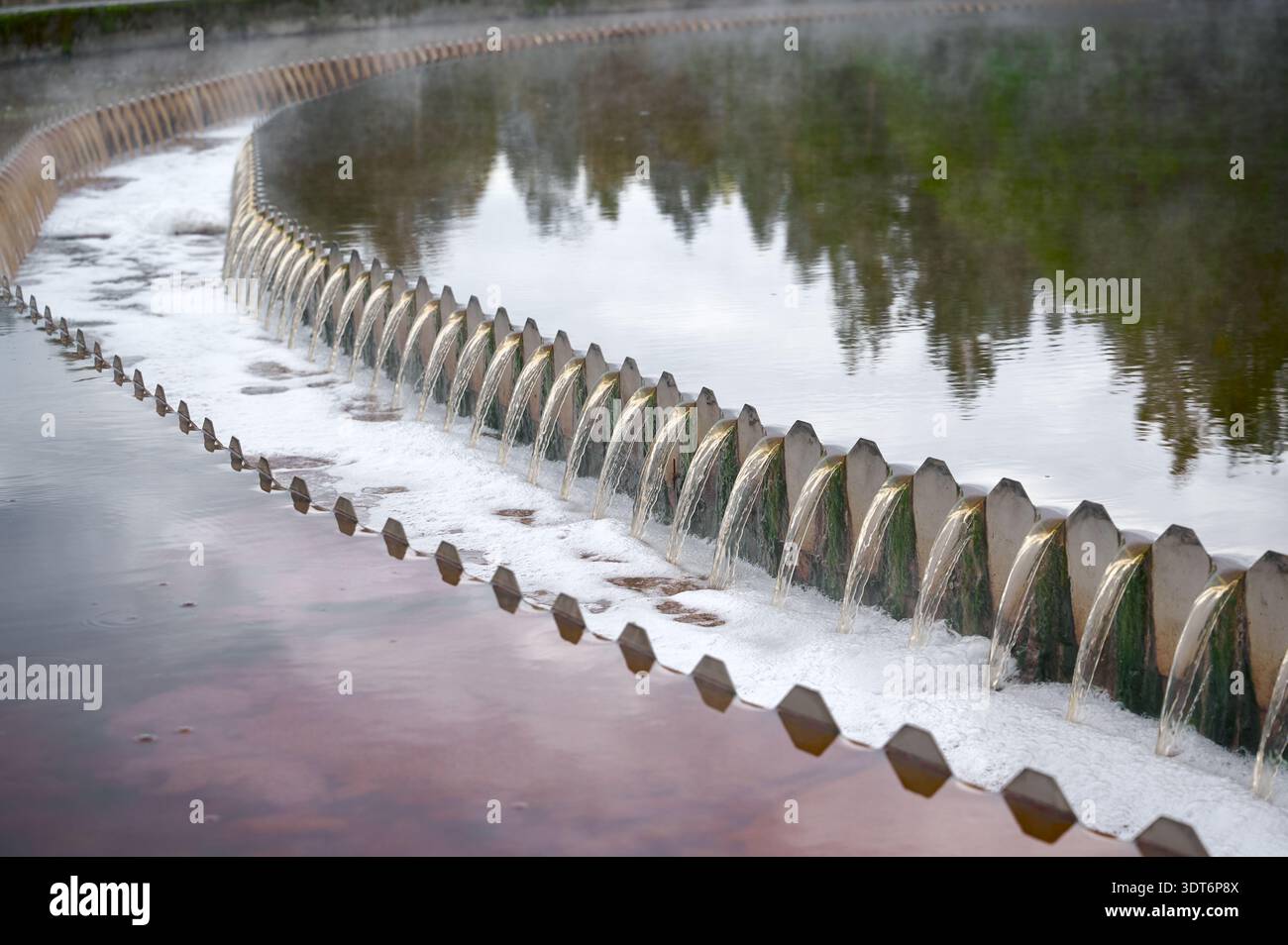 Installation de traitement épaississants dans un processus de purification de l'eau entouré par la nature Banque D'Images