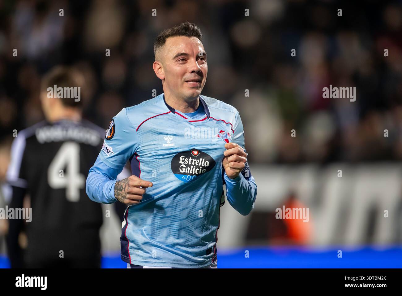 Thessalonique, Grèce - 19 février 2026 : un joueur du Celta Vigo, Iago Aspas, célèbre lors du match de l'UEFA Europa League contre PAOK au stade Toumba Banque D'Images