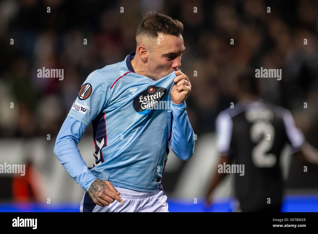 Thessalonique, Grèce - 19 février 2026 : un joueur du Celta Vigo, Iago Aspas, célèbre lors du match de l'UEFA Europa League contre PAOK au stade Toumba Banque D'Images