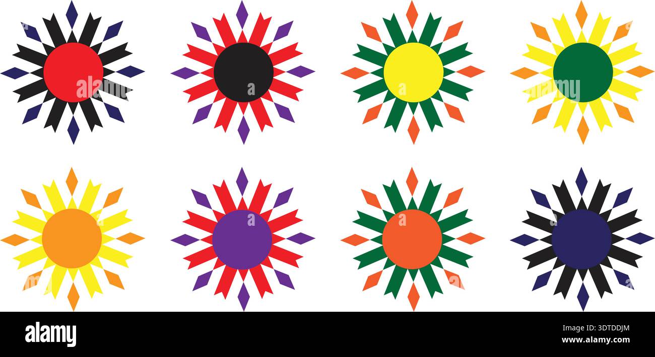 Ensemble de formes de fleurs décoratives Collection de symboles floraux. Illustration de Vecteur